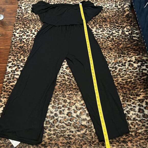 Cupshe Black Ruffle Wide Leg Jumpsuit Festival Contemporary Date Night Vegas - Picture 8 of 16